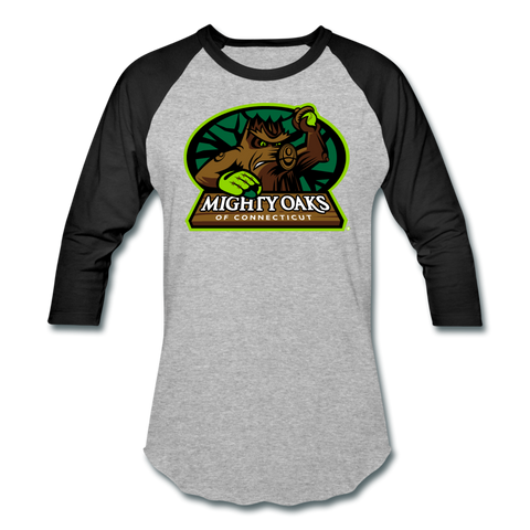 Mighty Oaks of Connecticut Unisex Baseball T-Shirt - heather gray/black