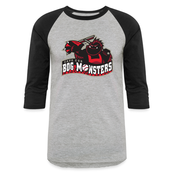 Cape Cod Bog Monsters Baseball T-Shirt - heather gray/black