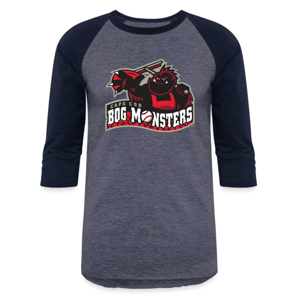 Cape Cod Bog Monsters Baseball T-Shirt - heather blue/navy