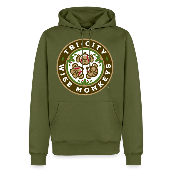 Tri-City Wise Monkeys Premium Adult Hoodie - khaki green 