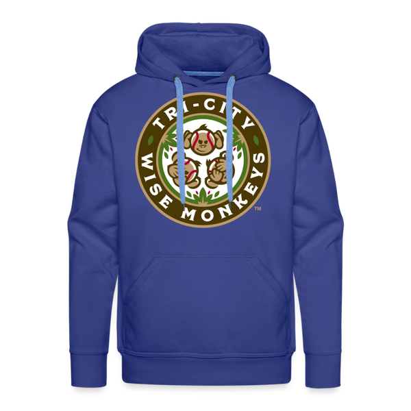 Tri-City Wise Monkeys Premium Adult Hoodie - royal blue