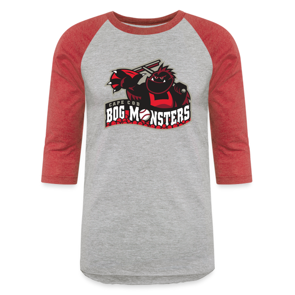 Cape Cod Bog Monsters Baseball T-Shirt - heather gray/red