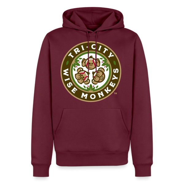 Tri-City Wise Monkeys Premium Adult Hoodie - burgundy