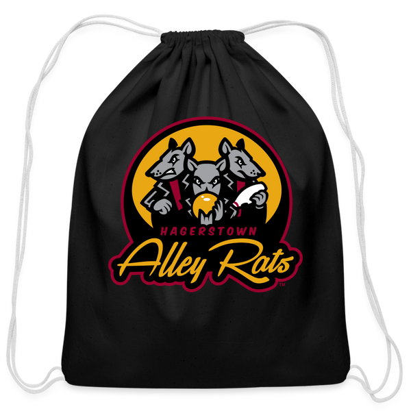 Hagerstown Alley Rats Cotton Drawstring Bag - black