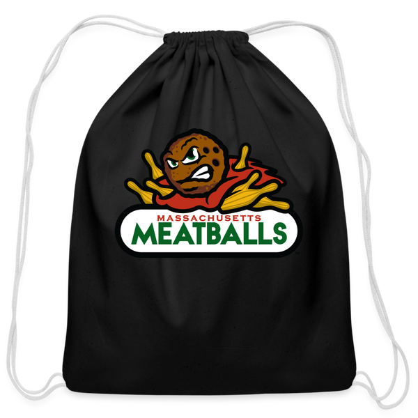 Massachusetts Meatballs Cotton Drawstring Bag - black