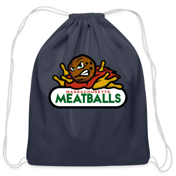 Massachusetts Meatballs Cotton Drawstring Bag - navy