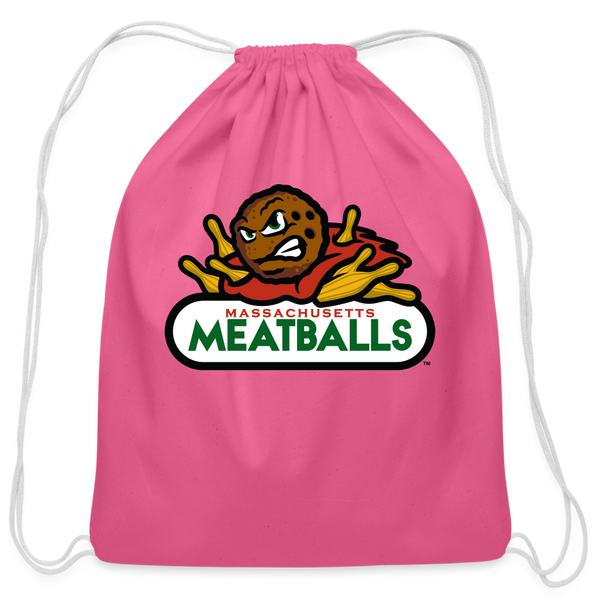 Massachusetts Meatballs Cotton Drawstring Bag - pink