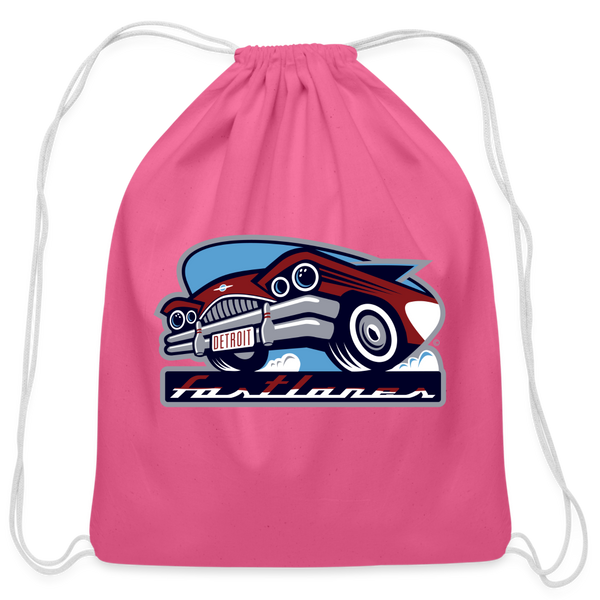 Detroit Fastlanes Cotton Drawstring Bag - pink