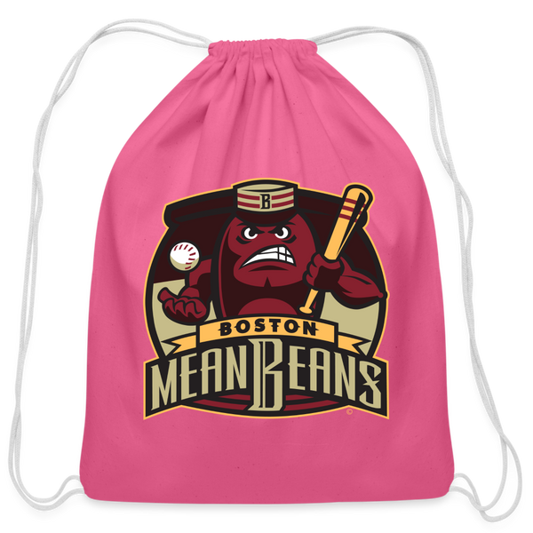 Boston Mean Beans Cotton Drawstring Bag - pink