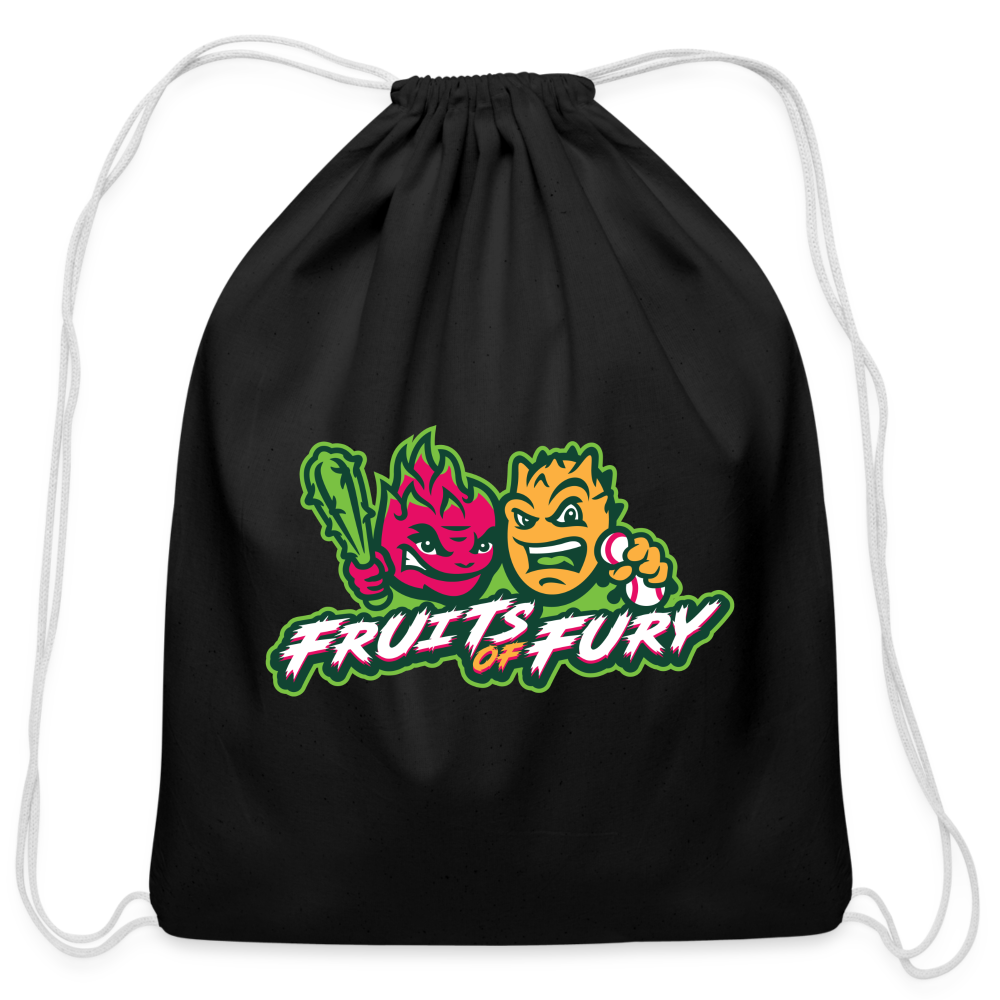 Fruits of Fury Cotton Drawstring Bag - black
