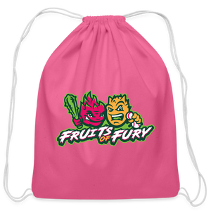 Fruits of Fury Cotton Drawstring Bag - pink