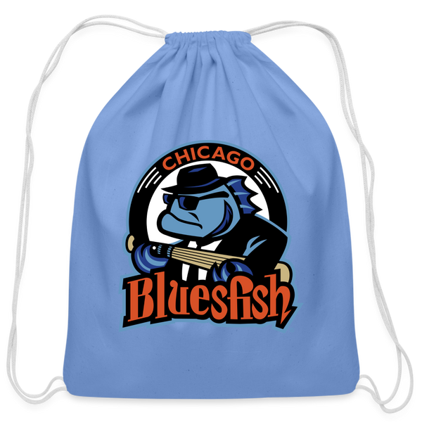 Chicago Bluesfish Cotton Drawstring Bag - carolina blue