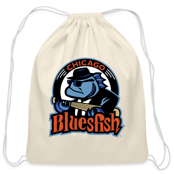 Chicago Bluesfish Cotton Drawstring Bag - natural