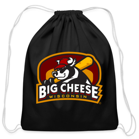 Wisconsin Big Cheese Cotton Drawstring Bag - black