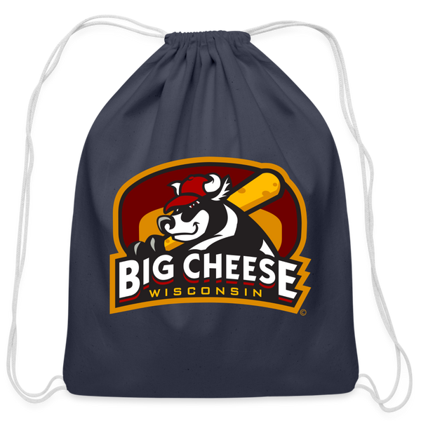 Wisconsin Big Cheese Cotton Drawstring Bag - navy