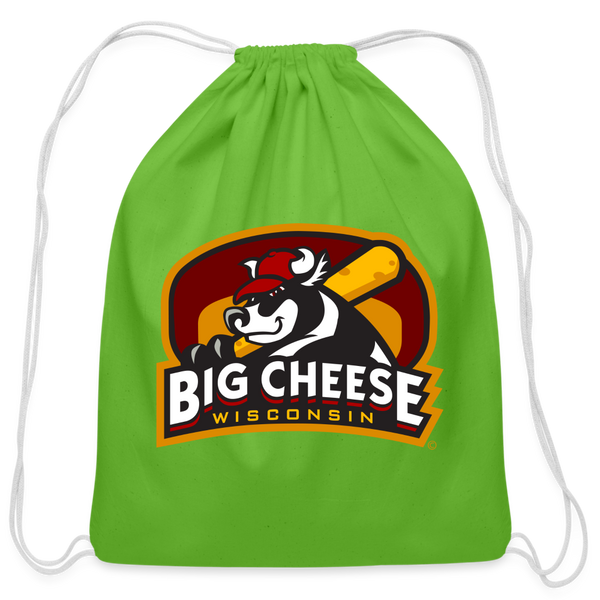 Wisconsin Big Cheese Cotton Drawstring Bag - clover