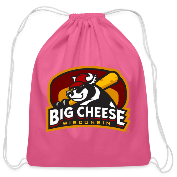 Wisconsin Big Cheese Cotton Drawstring Bag - pink