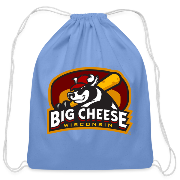 Wisconsin Big Cheese Cotton Drawstring Bag - carolina blue