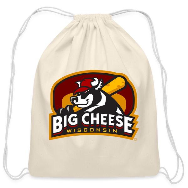 Wisconsin Big Cheese Cotton Drawstring Bag - natural