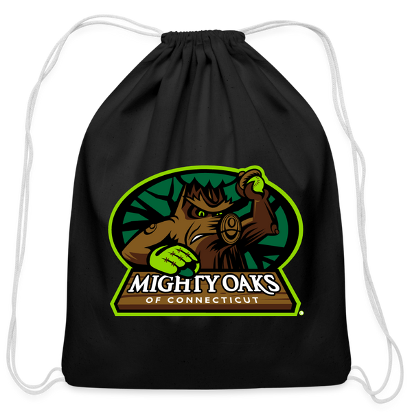 Mighty Oaks of Connecticut Cotton Drawstring Bag - black
