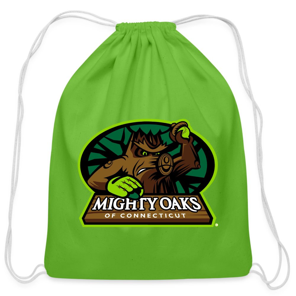 Mighty Oaks of Connecticut Cotton Drawstring Bag - clover
