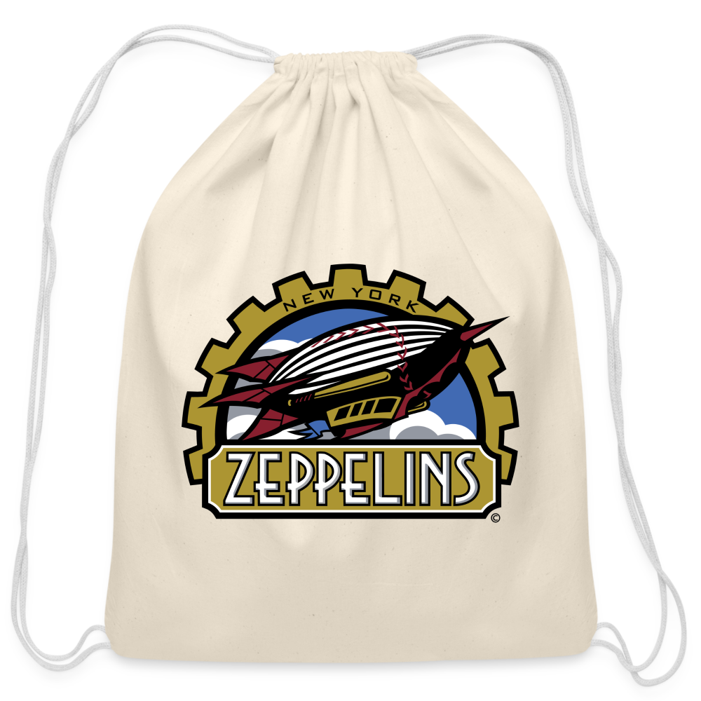 New York Zeppelins Cotton Drawstring Bag - natural