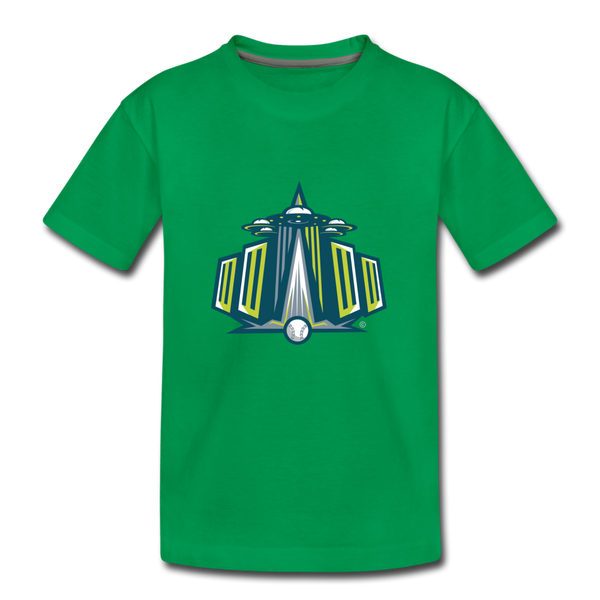 New York Invaders Skyscraper Kids' Premium T-Shirt - kelly green