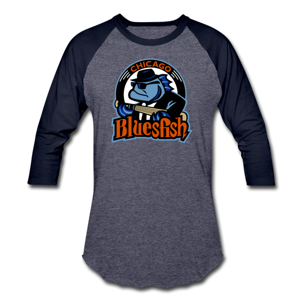 Chicago Bluesfish Unisex Baseball T-Shirt - heather blue/navy