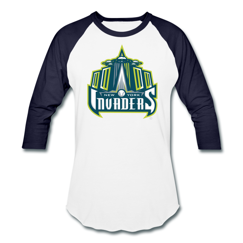 New York Invaders Unisex Baseball T-Shirt - white/navy