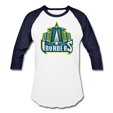 New York Invaders Unisex Baseball T-Shirt - white/navy