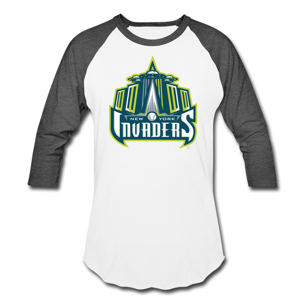 New York Invaders Unisex Baseball T-Shirt - white/charcoal