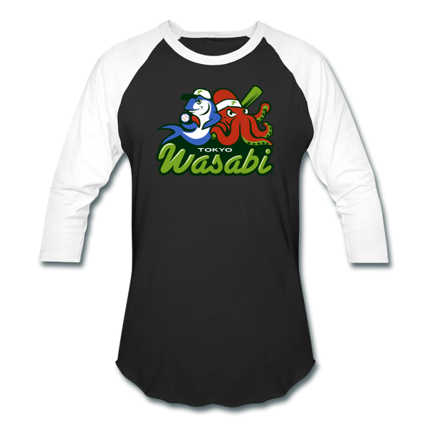 Tokyo Wasabi Unisex Baseball T-Shirt - black/white