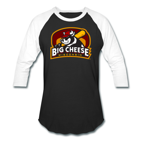 Wisconsin Big Cheese Unisex Baseball T-Shirt - black/white