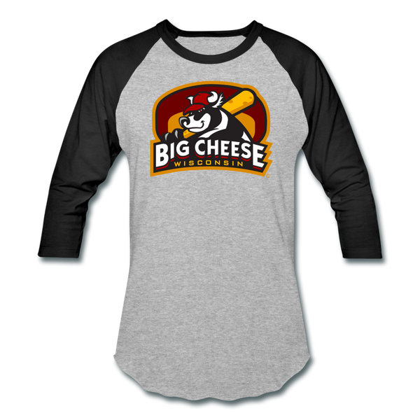 Wisconsin Big Cheese Unisex Baseball T-Shirt - heather gray/black