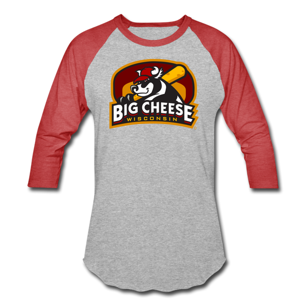 Wisconsin Big Cheese Unisex Baseball T-Shirt - heather gray/red