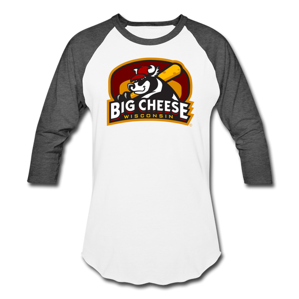 Wisconsin Big Cheese Unisex Baseball T-Shirt - white/charcoal