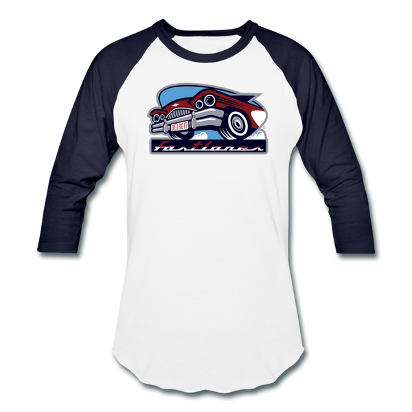 Detroit Fastlanes Unisex Baseball T-Shirt (For Bowlers!) - white/navy