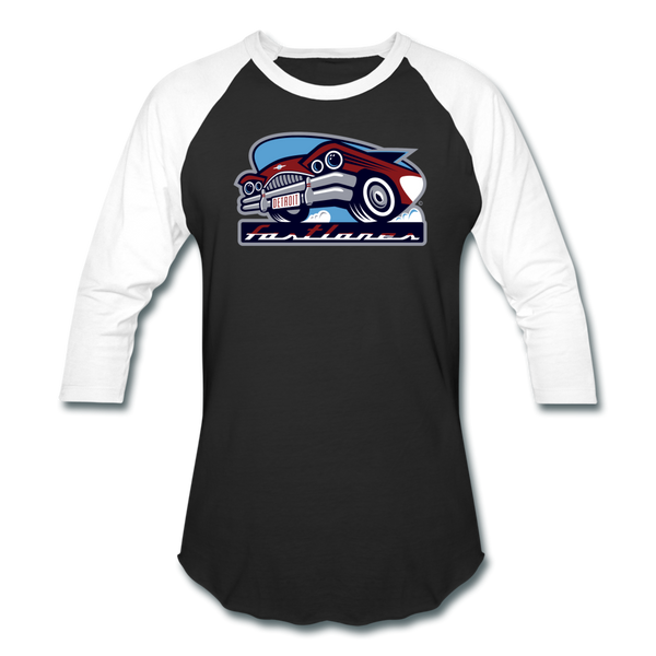 Detroit Fastlanes Unisex Baseball T-Shirt (For Bowlers!) - black/white