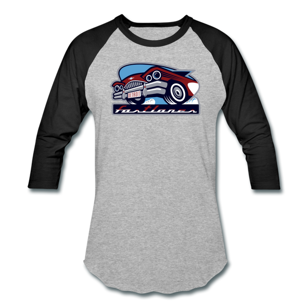 Detroit Fastlanes Unisex Baseball T-Shirt (For Bowlers!) - heather gray/black