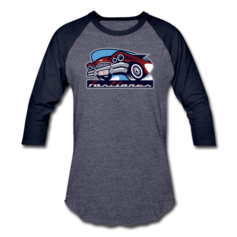 Detroit Fastlanes Unisex Baseball T-Shirt (For Bowlers!) - heather blue/navy