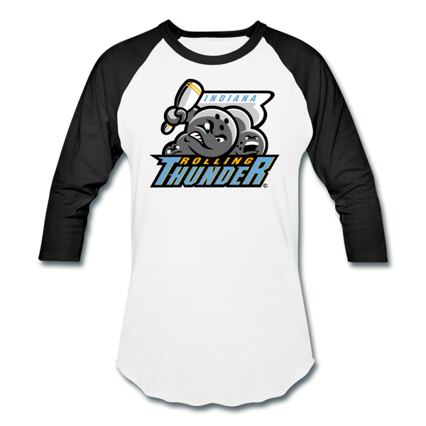 Indiana Rolling Thunder Unisex Baseball T-Shirt (For Bowlers!) - white/black