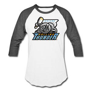 Indiana Rolling Thunder Unisex Baseball T-Shirt (For Bowlers!) - white/charcoal