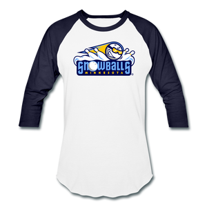 Minnesota Snowballs Unisex Baseball T-Shirt (For Bowlers!) - white/navy