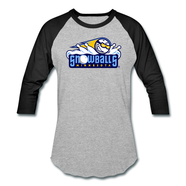 Minnesota Snowballs Unisex Baseball T-Shirt (For Bowlers!) - heather gray/black