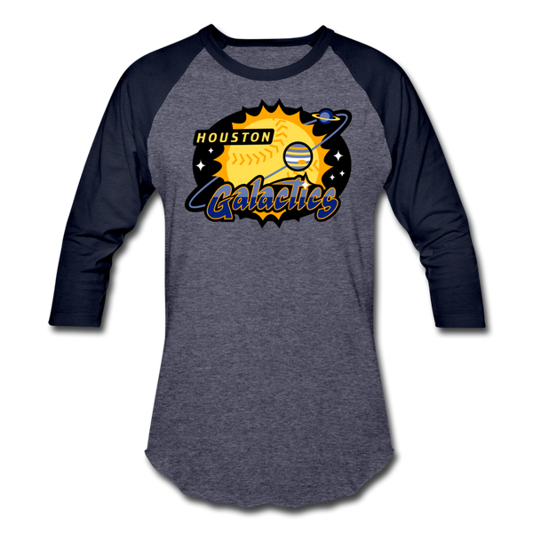 Houston Galactics Unisex Baseball T-Shirt - heather blue/navy