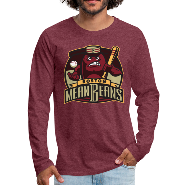 Boston Mean Beans Men's Long Sleeve T-Shirt - heather burgundy