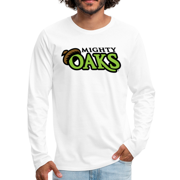 Mighty Oaks of Connecticut Wordmark Men's Long Sleeve T-Shirt - white