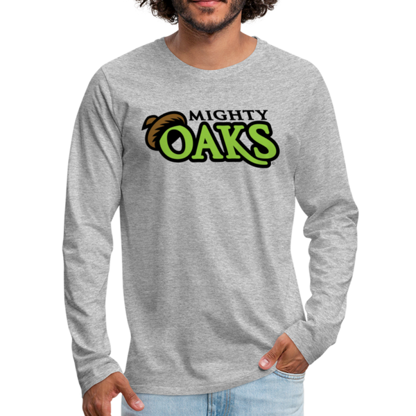 Mighty Oaks of Connecticut Wordmark Men's Long Sleeve T-Shirt - heather gray
