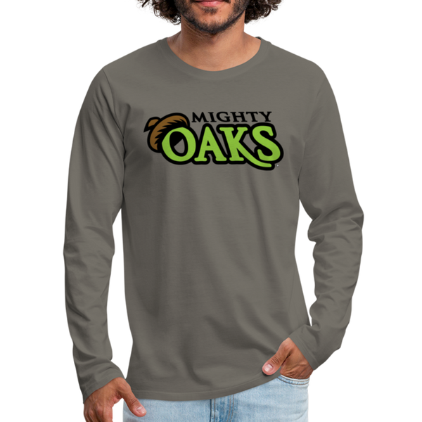 Mighty Oaks of Connecticut Wordmark Men's Long Sleeve T-Shirt - asphalt gray