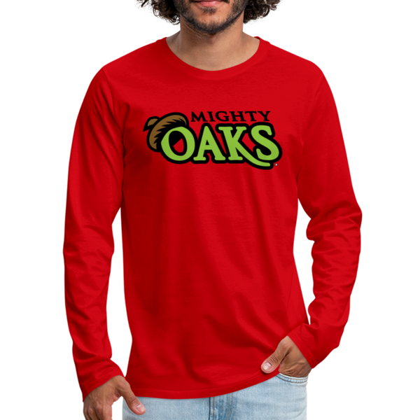 Mighty Oaks of Connecticut Wordmark Men's Long Sleeve T-Shirt - red